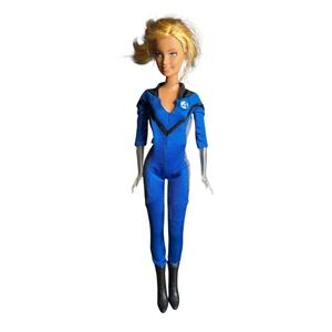 Mattel Barbie Fantastic Four Invisible Woman Doll Sue Storm Blue Jumpsuit 2007